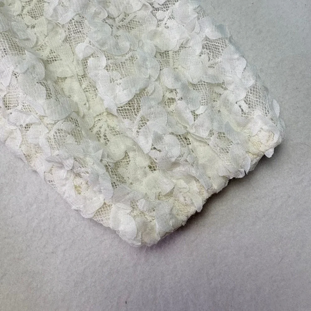 Zara Lace Dress Kids Size 7 White Good Tiered Ruffle Long Sleeve Mock‎ Neck
